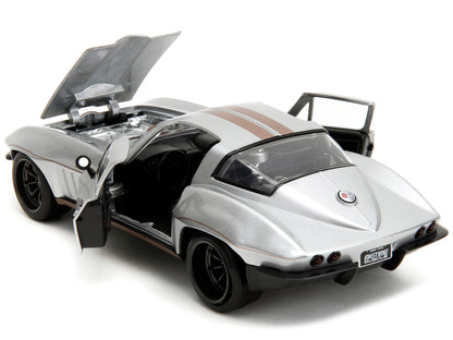 1966 Chevrolet Corvette Silver Metallic with Bronze Stripes "Bigtime Muscle" Series 1/24 Diecast Model Car