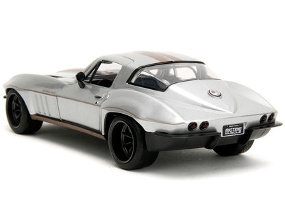 1966 Chevrolet Corvette Silver Metallic with Bronze Stripes "Bigtime Muscle" Series 1/24 Diecast Model Car