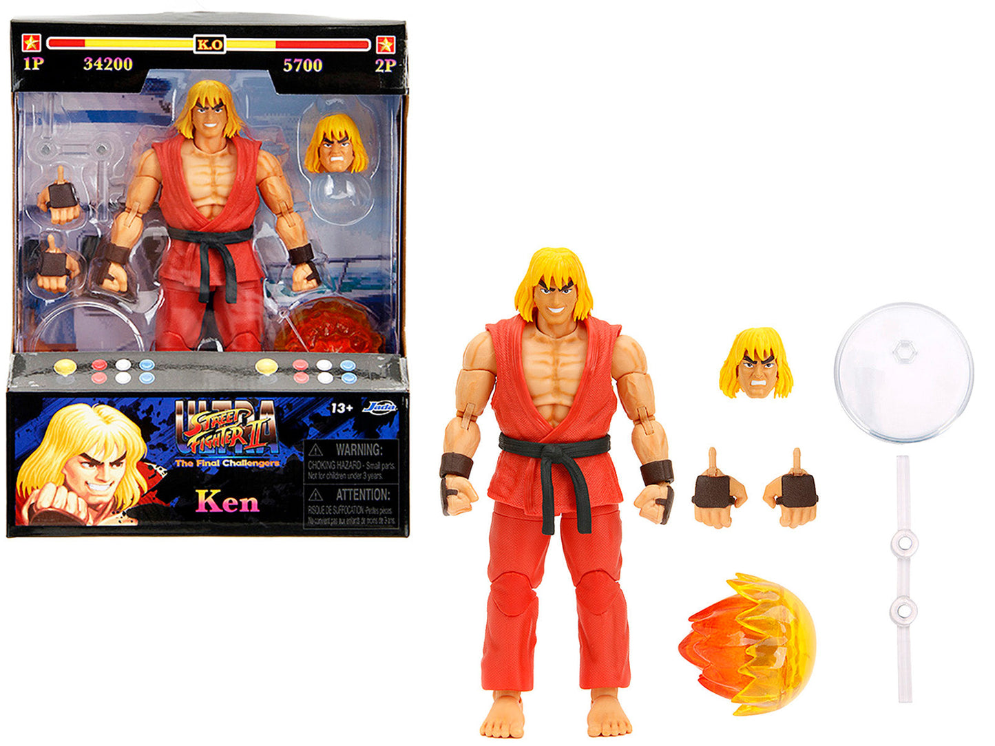 Ken 6" Moveable Figure with Accessories and Alternate Head and Hands "Ultra Street Fighter II: The Final Challengers" (2017) Video Game Model