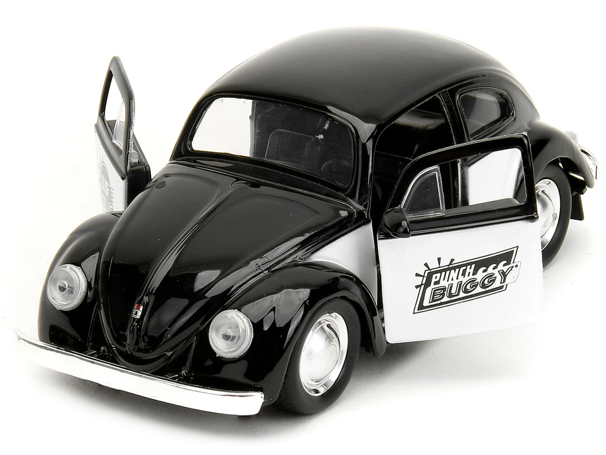 1959 Volkswagen Beetle "Punch Buggy" Black and White and Boxing Gloves Accessory "Punch Buggy" Series 1/32 Diecast Model Car