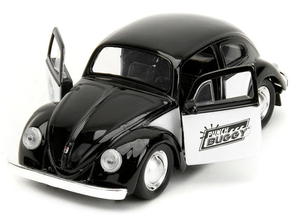 1959 Volkswagen Beetle "Punch Buggy" Black and White and Boxing Gloves Accessory "Punch Buggy" Series 1/32 Diecast Model Car