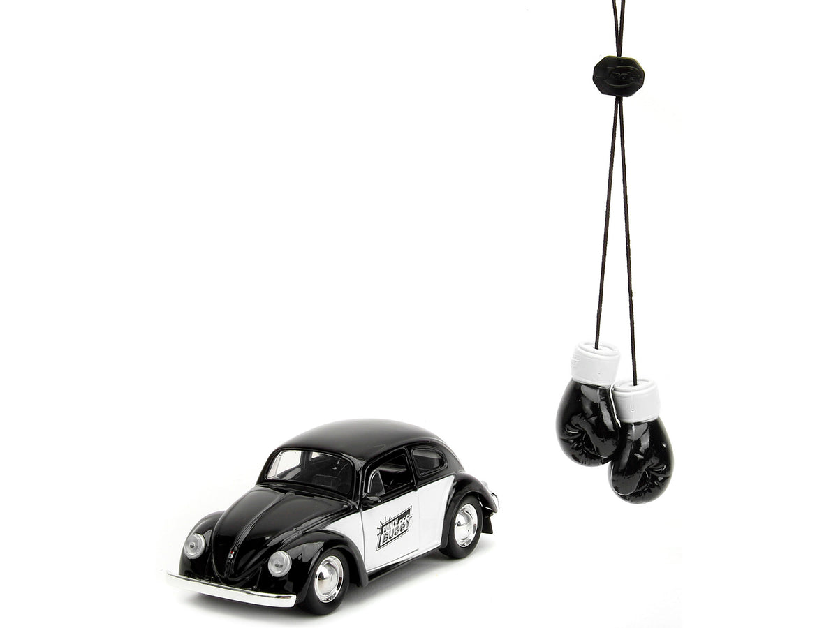 1959 Volkswagen Beetle "Punch Buggy" Black and White and Boxing Gloves Accessory "Punch Buggy" Series 1/32 Diecast Model Car