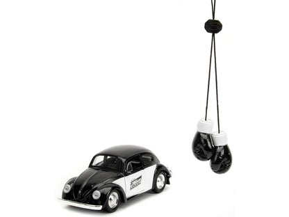 1959 Volkswagen Beetle "Punch Buggy" Black and White and Boxing Gloves Accessory "Punch Buggy" Series 1/32 Diecast Model Car