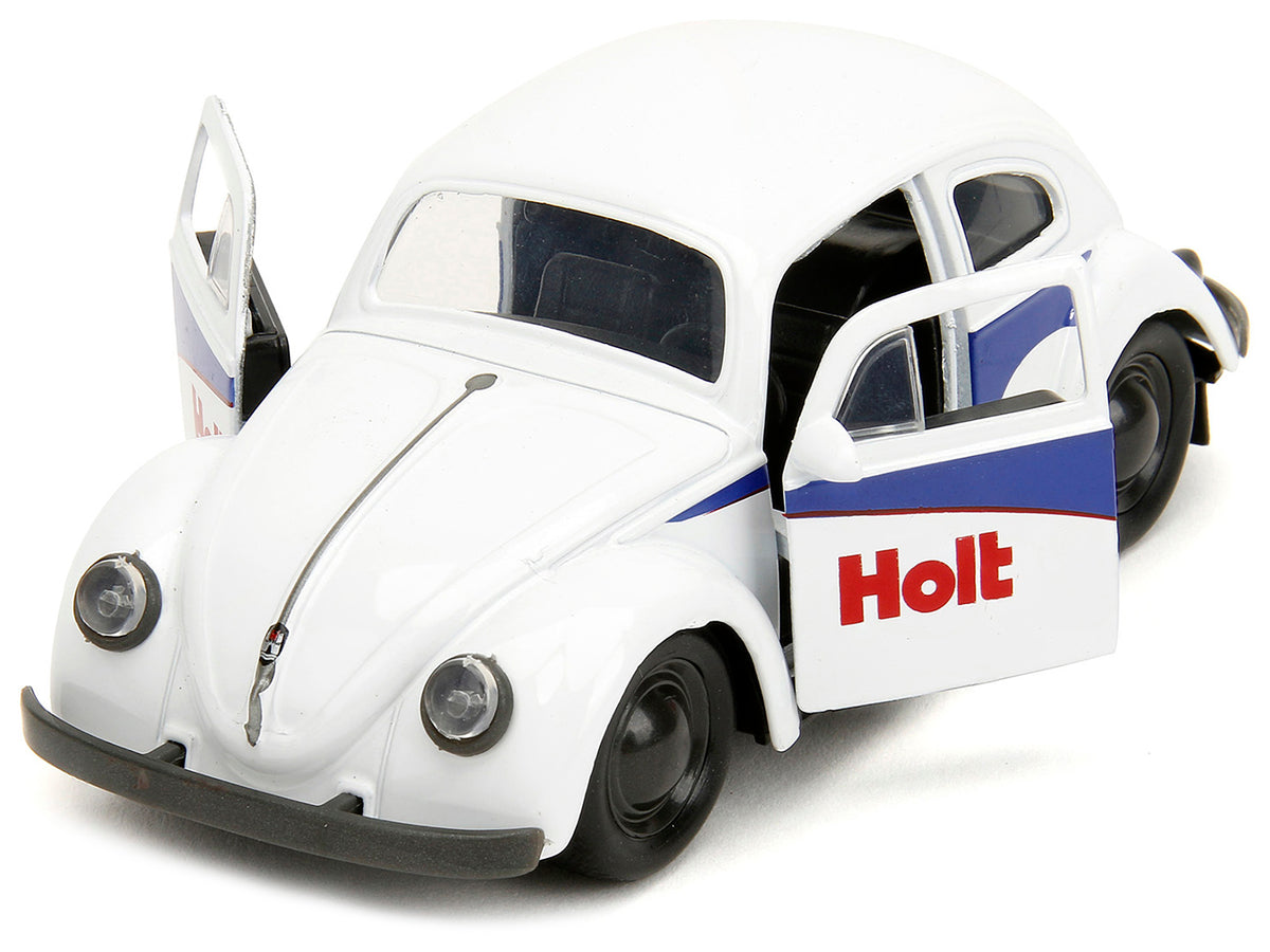 1959 Volkswagen Beetle "Holt" White with Blue Graphics and Boxing Gloves Accessory "Punch Buggy" Series 1/32 Diecast Model Car