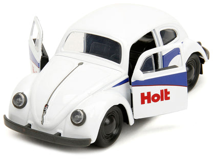 1959 Volkswagen Beetle "Holt" White with Blue Graphics and Boxing Gloves Accessory "Punch Buggy" Series 1/32 Diecast Model Car
