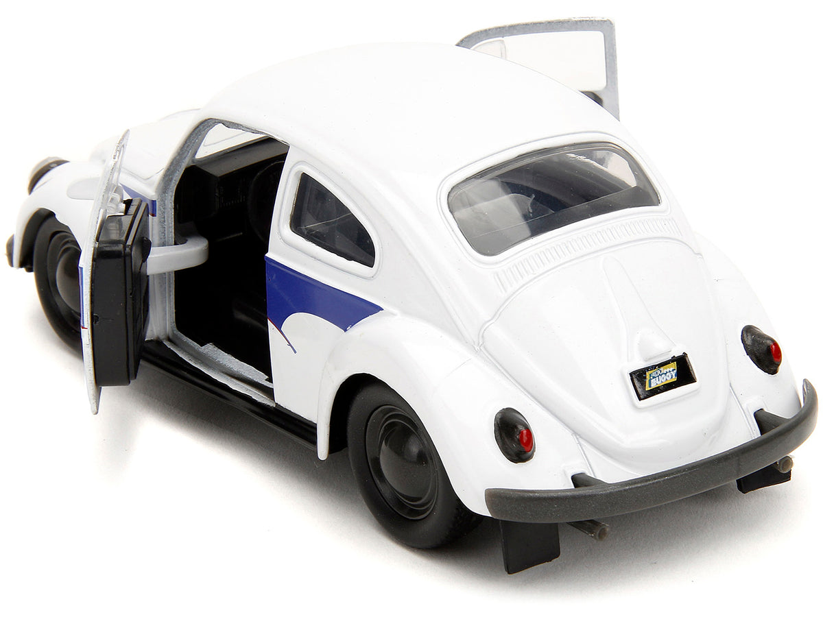1959 Volkswagen Beetle "Holt" White with Blue Graphics and Boxing Gloves Accessory "Punch Buggy" Series 1/32 Diecast Model Car