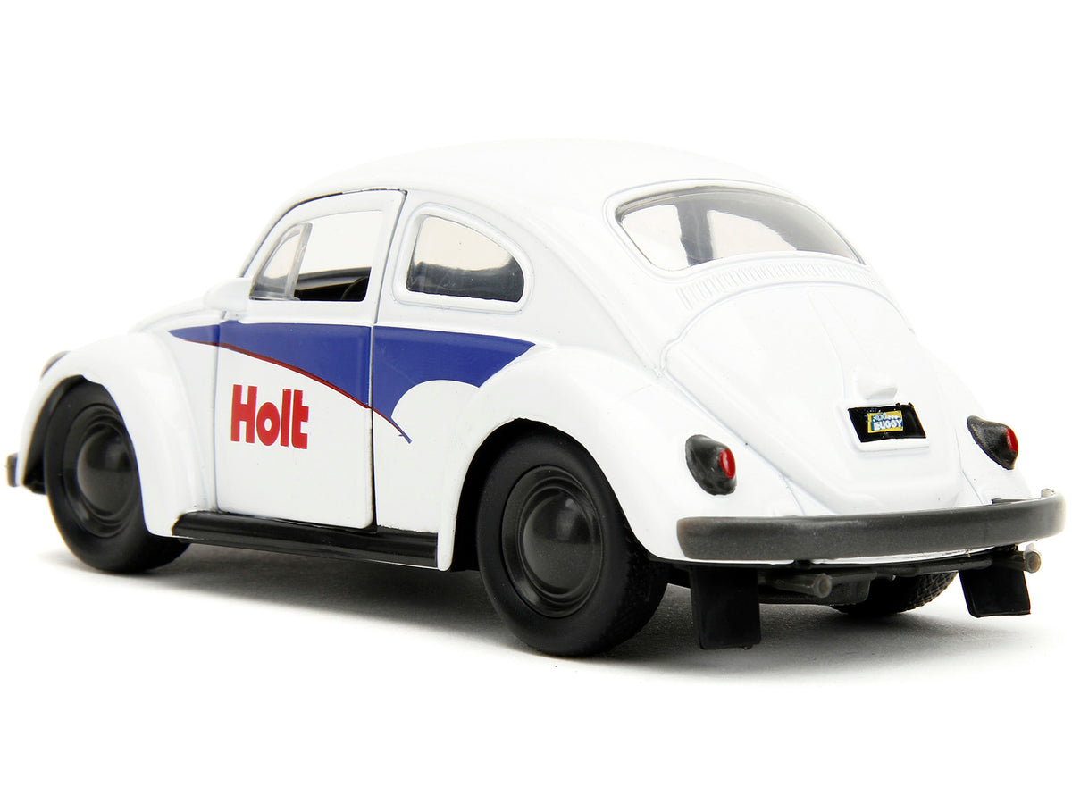 1959 Volkswagen Beetle "Holt" White with Blue Graphics and Boxing Gloves Accessory "Punch Buggy" Series 1/32 Diecast Model Car