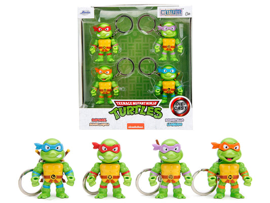 Set of 4 Diecast Figure Key Chains "Teenage Mutant Ninja Turtles" TV Series "Metalfigs" Series Diecast Models