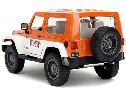 2007 Jeep Wrangler Orange Metallic and White and Orange M&M Diecast Figure "M&M's" "Hollywood Rides" Series 1/24 Diecast Model Car