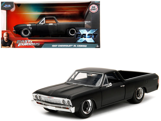1967 Chevrolet El Camino Matt Black "Fast & Furious" Series 1/24 Diecast Model Car
