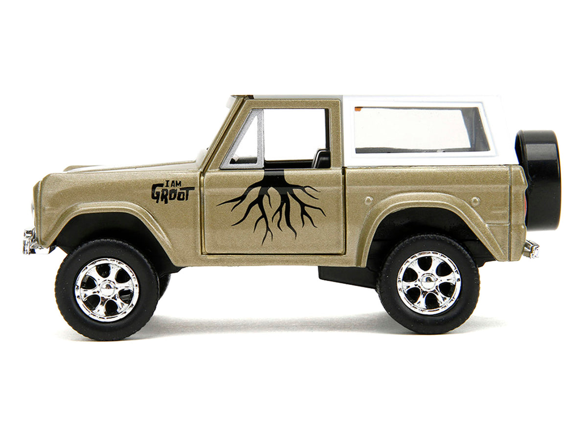 1973 Ford Bronco "Groot" Gold Metallic with White Top "Guardians of the Galaxy" "Hollywood Rides" Series 1/32 Diecast Car Model