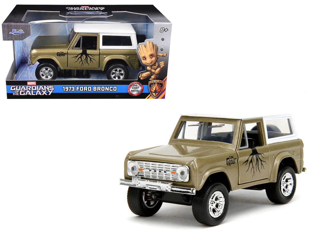 1973 Ford Bronco "Groot" Gold Metallic with White Top "Guardians of the Galaxy" "Hollywood Rides" Series 1/32 Diecast Car Model
