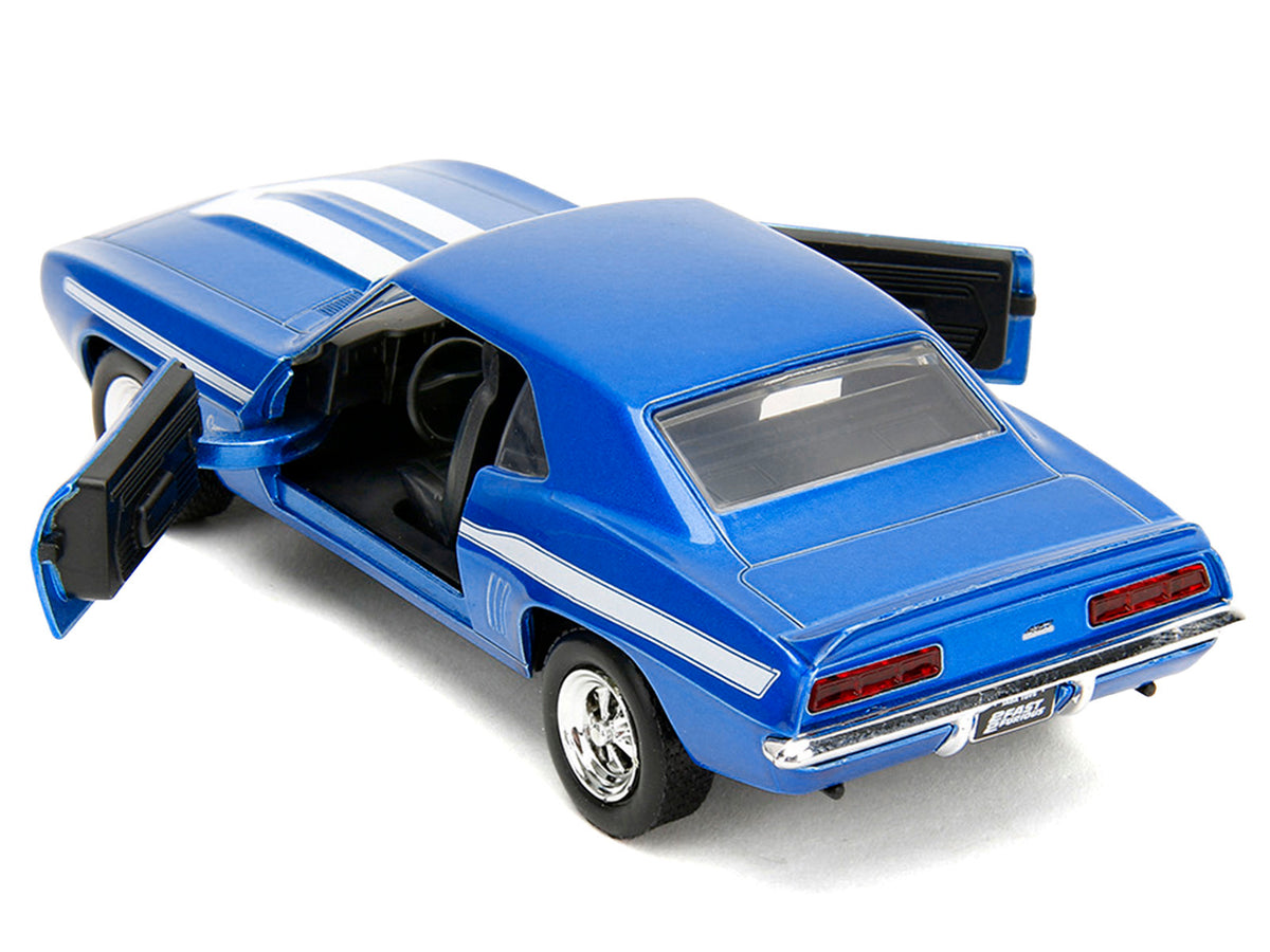 1969 Chevrolet Camaro Blue Metallic with White Stripes "2 Fast 2 Furious" (2003) Movie "Fast & Furious" Series 1/32 Diecast Model Car
