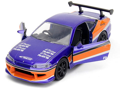 2001 Nissan Silvia S15 RHD (Right Hand Drive) Blue Metallic with Graphics "The Fast and the Furious: Tokyo Drift" (2006) Movie "Fast & Furious" Series 1/32 Diecast Car Model