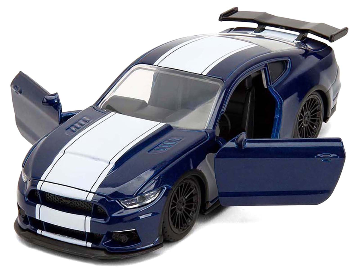 2016 Ford Mustang GT Dark Blue Metallic with White Stripe "F9" (2021) Movie "Fast & Furious" Series 1/32 Diecast Model Car