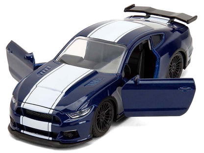 2016 Ford Mustang GT Dark Blue Metallic with White Stripe "F9" (2021) Movie "Fast & Furious" Series 1/32 Diecast Model Car