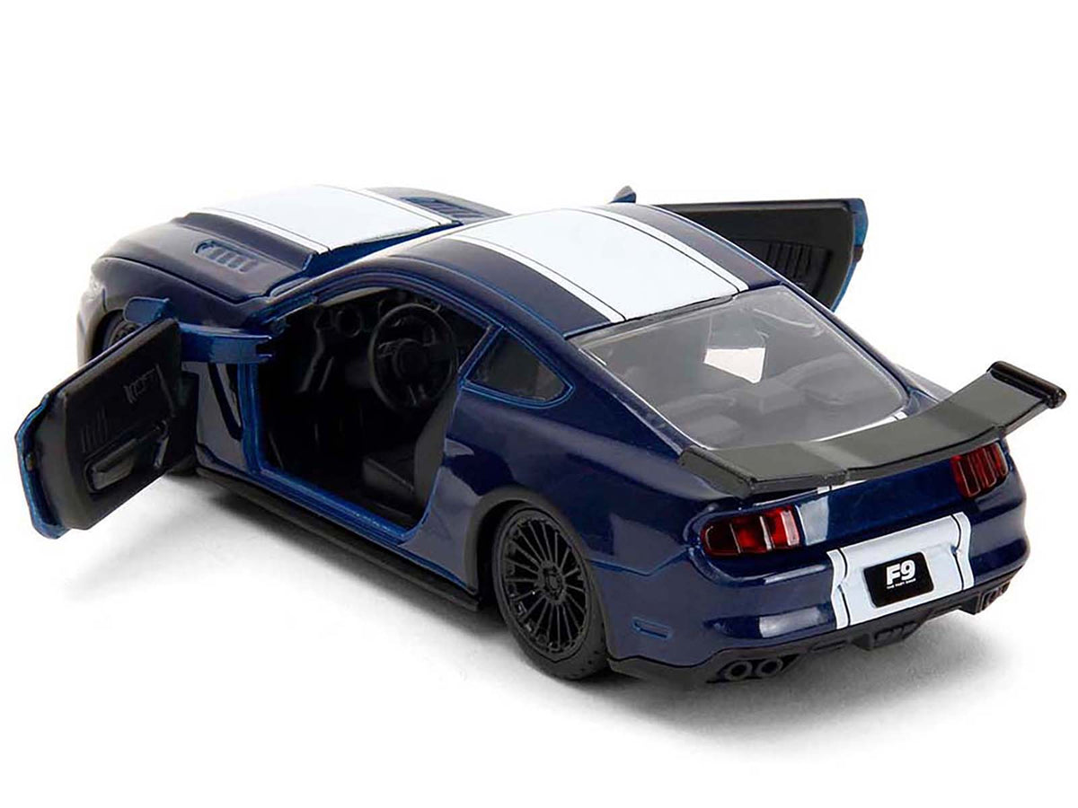 2016 Ford Mustang GT Dark Blue Metallic with White Stripe "F9" (2021) Movie "Fast & Furious" Series 1/32 Diecast Model Car