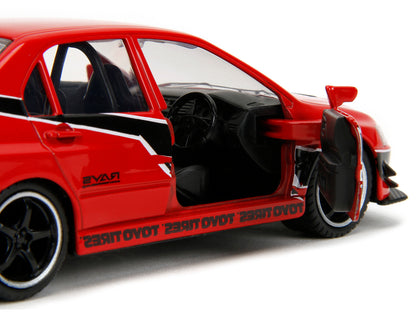 Mitsubishi Lancer Evolution IX Red with Graphics "The Fast and the Furious: Tokyo Drift" (2006) Movie "Fast & Furious" Series 1/32 Diecast Model Car