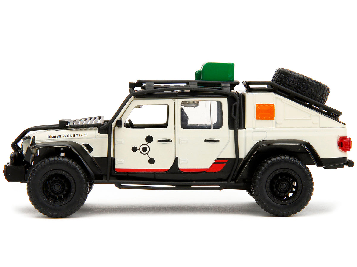 Jeep Gladiator Pickup Truck with Equipment Shell Beige with Graphics "Biosyn Genetics" "Jurassic World Dominion" (2022) Movie "Hollywood Rides" Series 1/32 Diecast Model Car