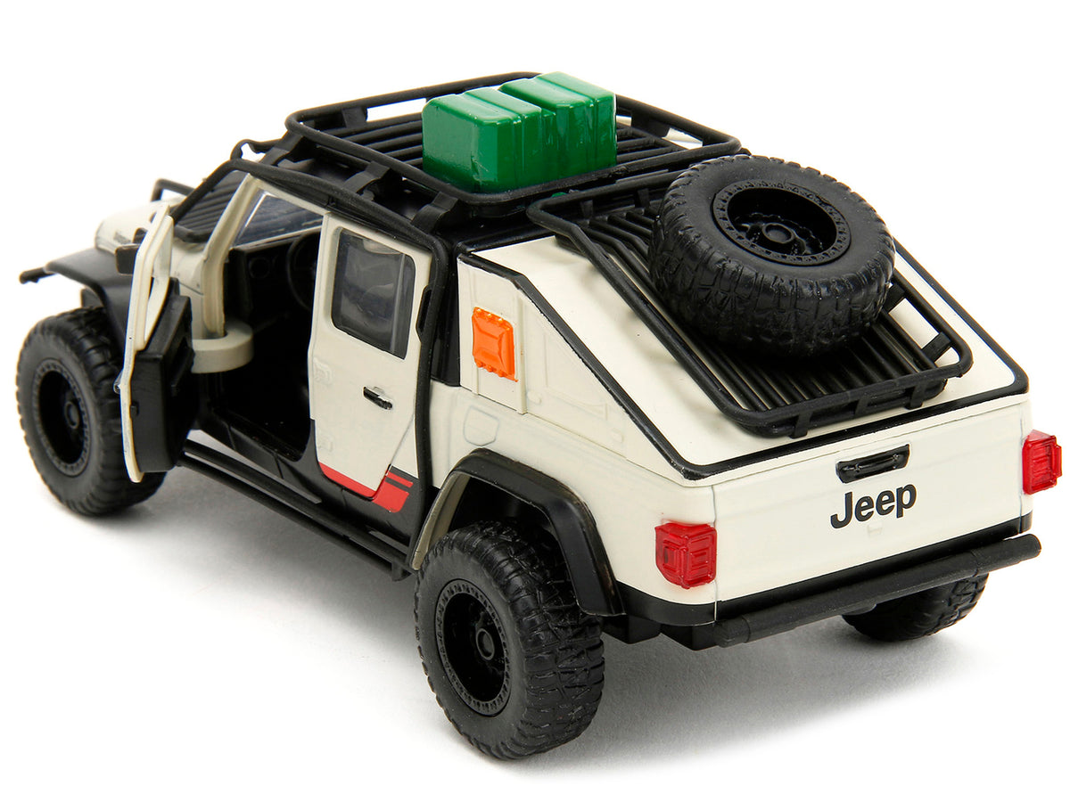 Jeep Gladiator Pickup Truck with Equipment Shell Beige with Graphics "Biosyn Genetics" "Jurassic World Dominion" (2022) Movie "Hollywood Rides" Series 1/32 Diecast Model Car