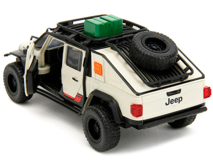 Jeep Gladiator Pickup Truck with Equipment Shell Beige with Graphics "Biosyn Genetics" "Jurassic World Dominion" (2022) Movie "Hollywood Rides" Series 1/32 Diecast Model Car
