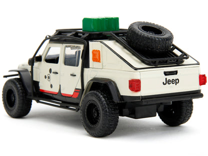 Jeep Gladiator Pickup Truck with Equipment Shell Beige with Graphics "Biosyn Genetics" "Jurassic World Dominion" (2022) Movie "Hollywood Rides" Series 1/32 Diecast Model Car