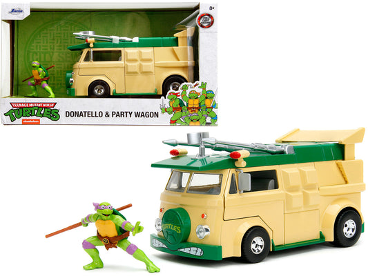 Party Wagon Green and Beige and Donatello Diecast Figure "Teenage Mutant Ninja Turtles" "Hollywood Rides" Series Diecast Model