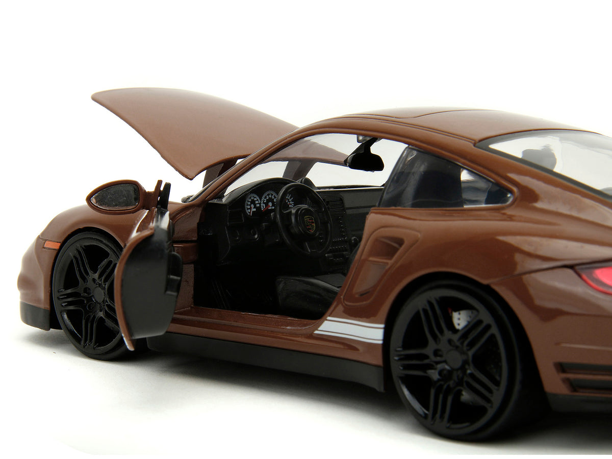 Porsche 911 Turbo Brown and Brown M&M Diecast Figure "M&M's" "Hollywood Rides" Series 1/24 Diecast Model Car