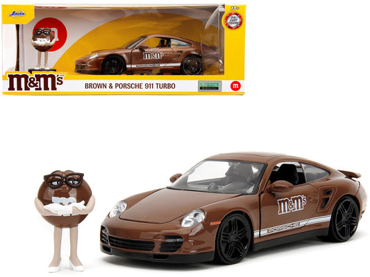 Porsche 911 Turbo Brown and Brown M&M Diecast Figure "M&M's" "Hollywood Rides" Series 1/24 Diecast Model Car