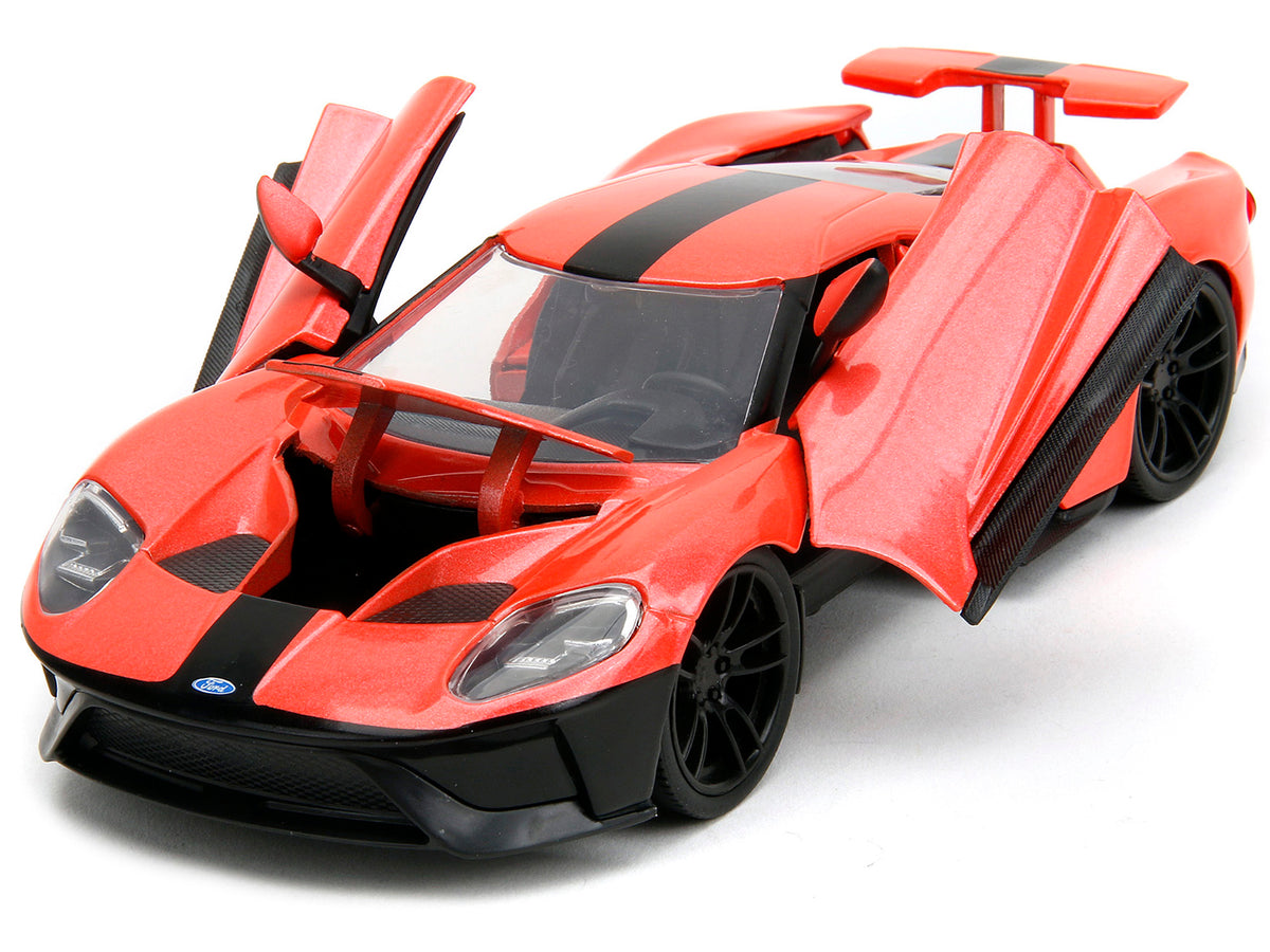 2017 Ford GT Light Red Metallic with Black Stripe "Pink Slips" Series 1/24 Diecast Model Car