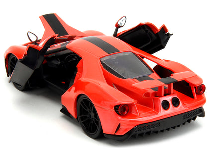 2017 Ford GT Light Red Metallic with Black Stripe "Pink Slips" Series 1/24 Diecast Model Car