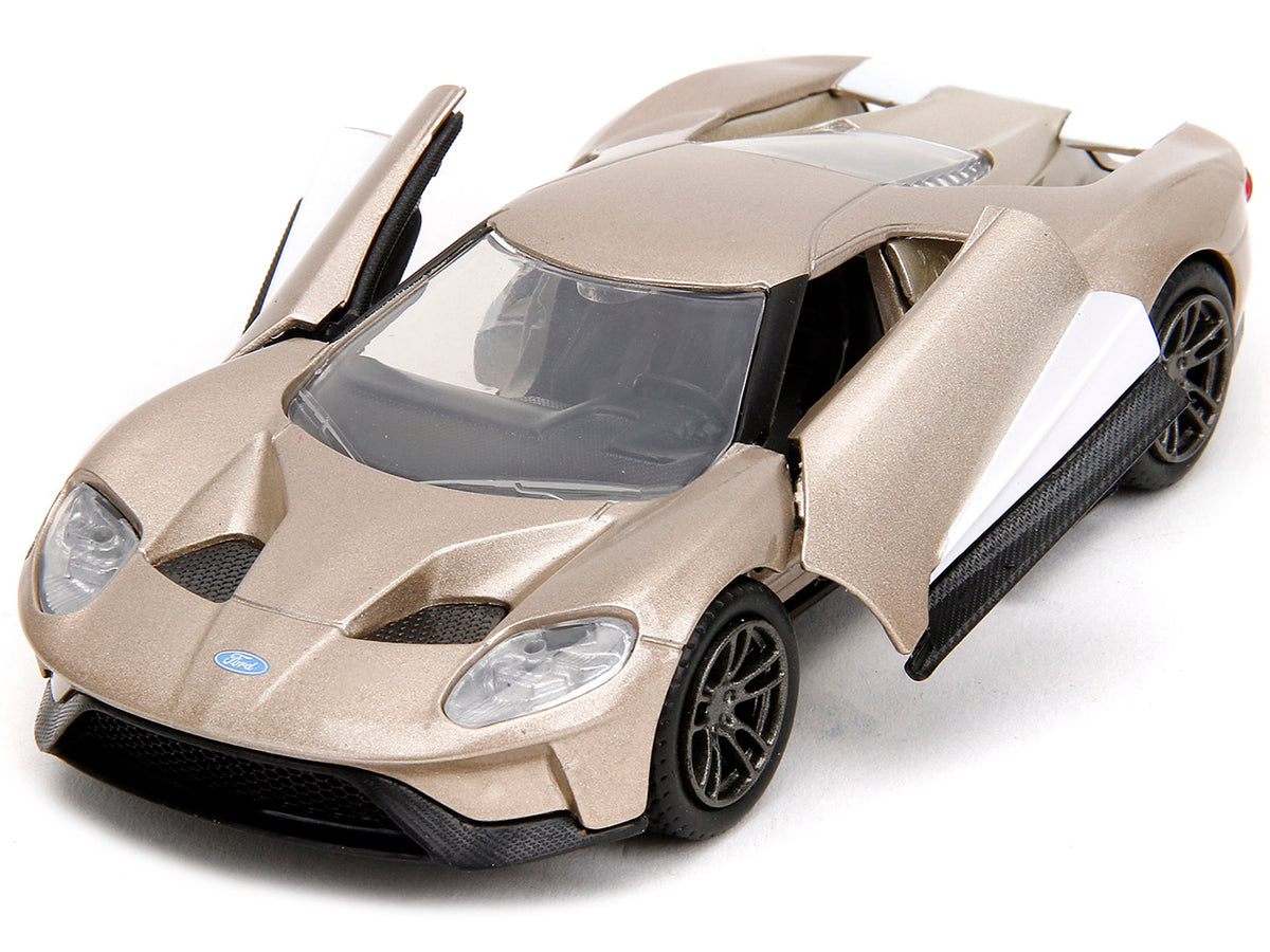 2017 Ford GT Gold Metallic with White Accents "Pink Slips" Series 1/32 Diecast Model Car