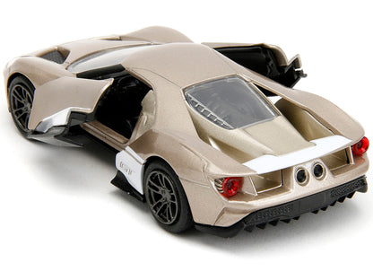 2017 Ford GT Gold Metallic with White Accents "Pink Slips" Series 1/32 Diecast Model Car