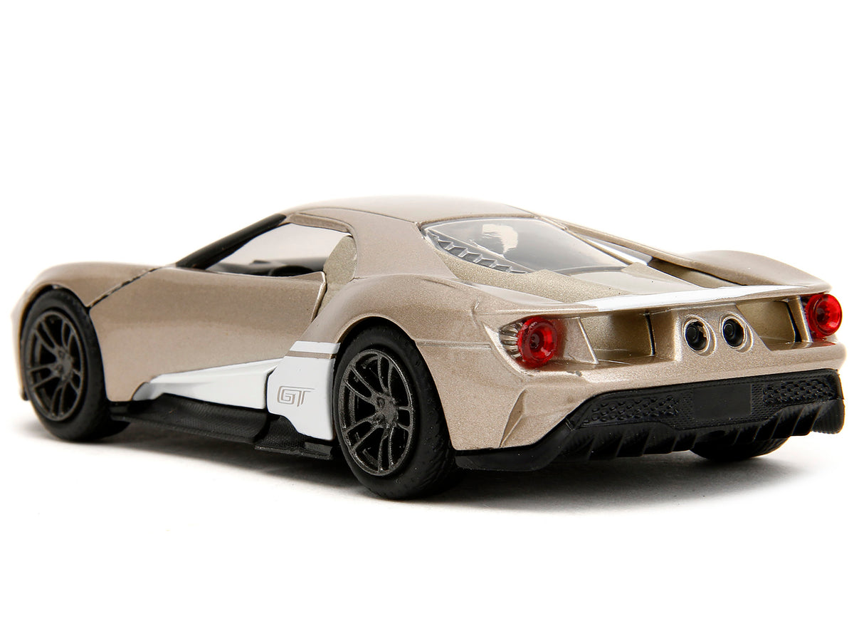 2017 Ford GT Gold Metallic with White Accents "Pink Slips" Series 1/32 Diecast Model Car
