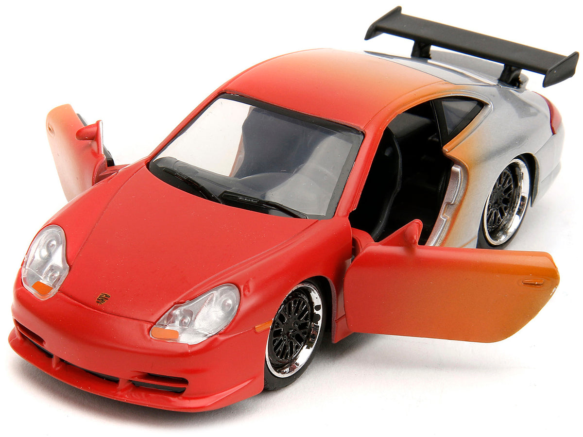 Porsche 911 GT3 RS Matt Orange and Silver Metallic "Pink Slips" Series 1/32 Diecast Model Car