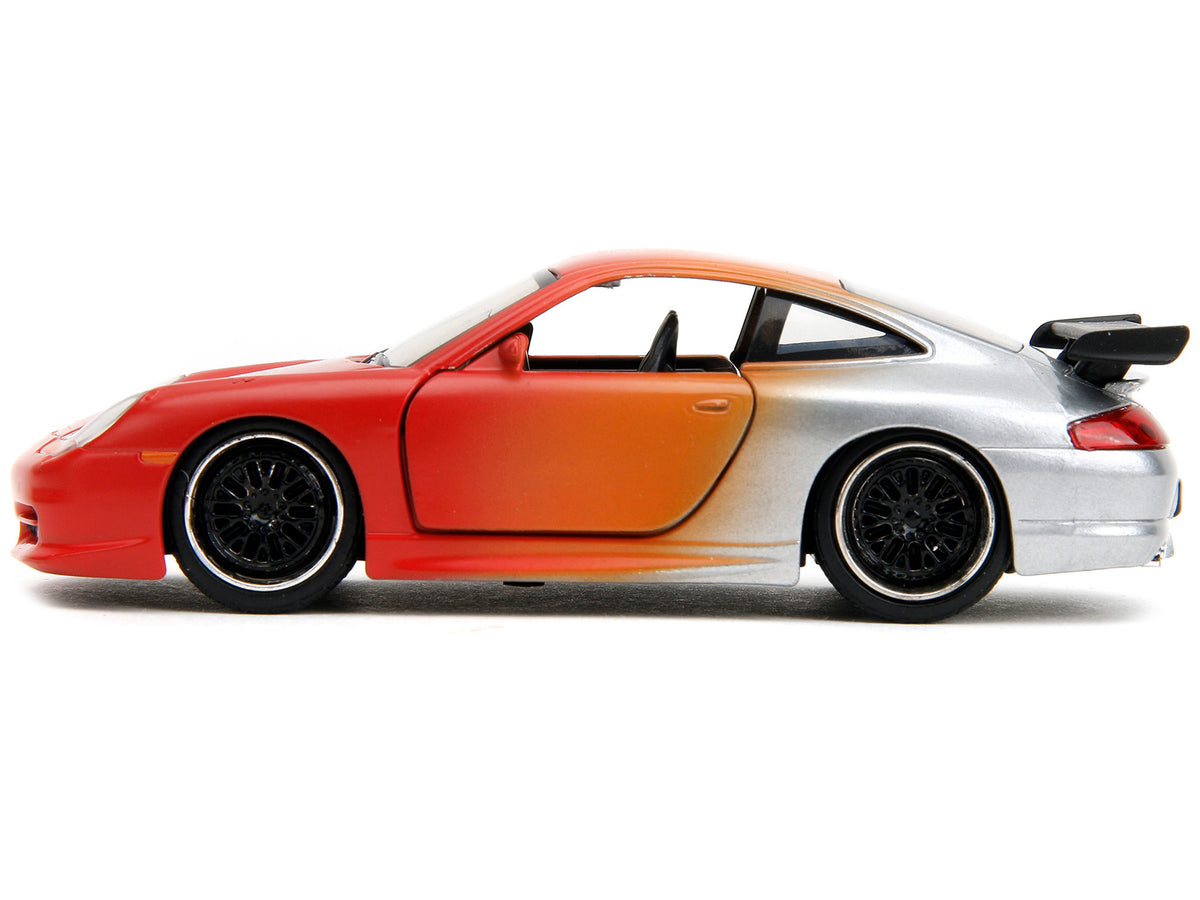 Porsche 911 GT3 RS Matt Orange and Silver Metallic "Pink Slips" Series 1/32 Diecast Model Car