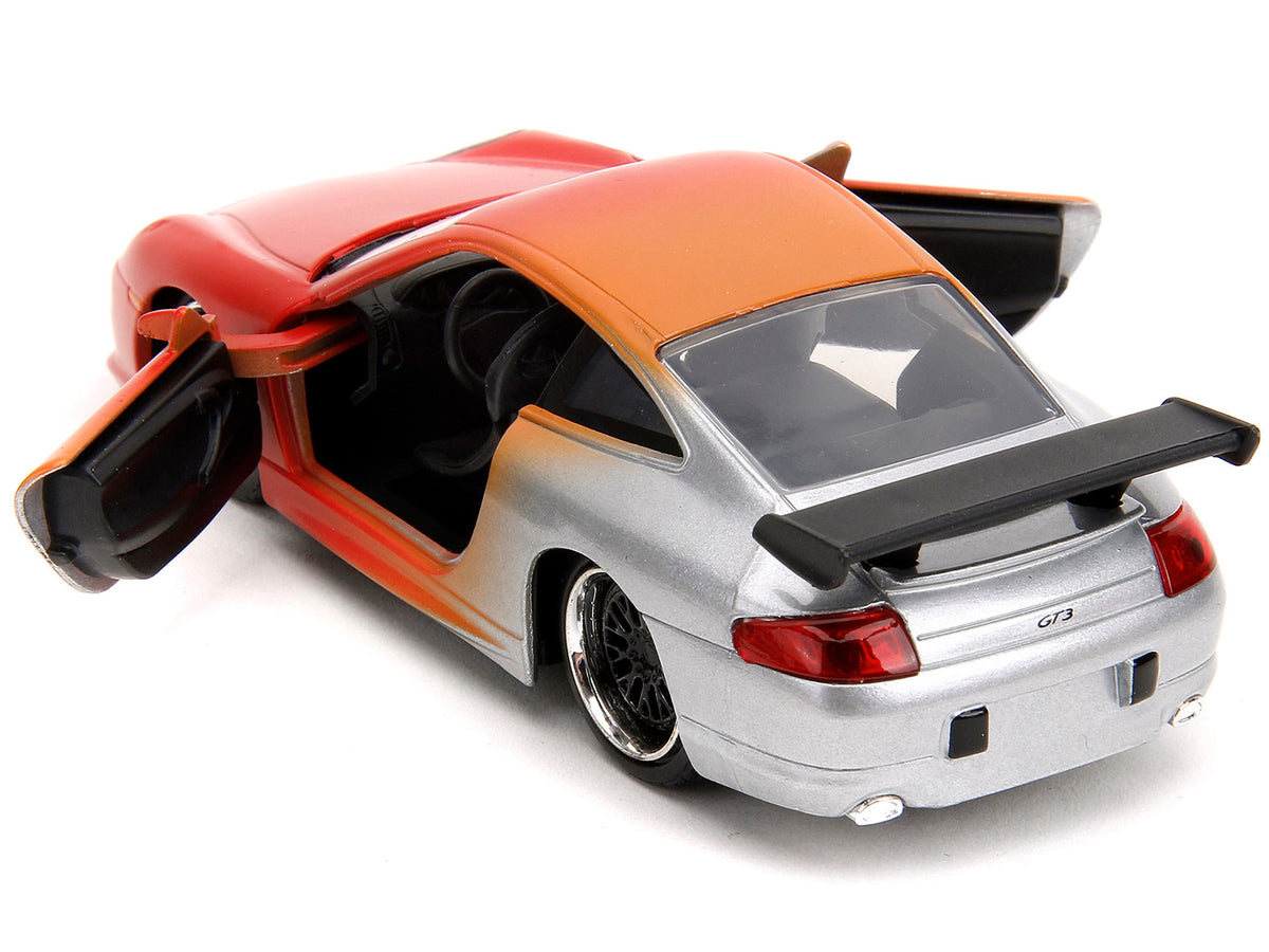 Porsche 911 GT3 RS Matt Orange and Silver Metallic "Pink Slips" Series 1/32 Diecast Model Car