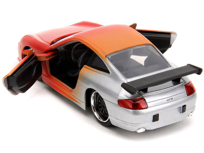 Porsche 911 GT3 RS Matt Orange and Silver Metallic "Pink Slips" Series 1/32 Diecast Model Car