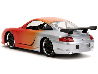 Porsche 911 GT3 RS Matt Orange and Silver Metallic "Pink Slips" Series 1/32 Diecast Model Car