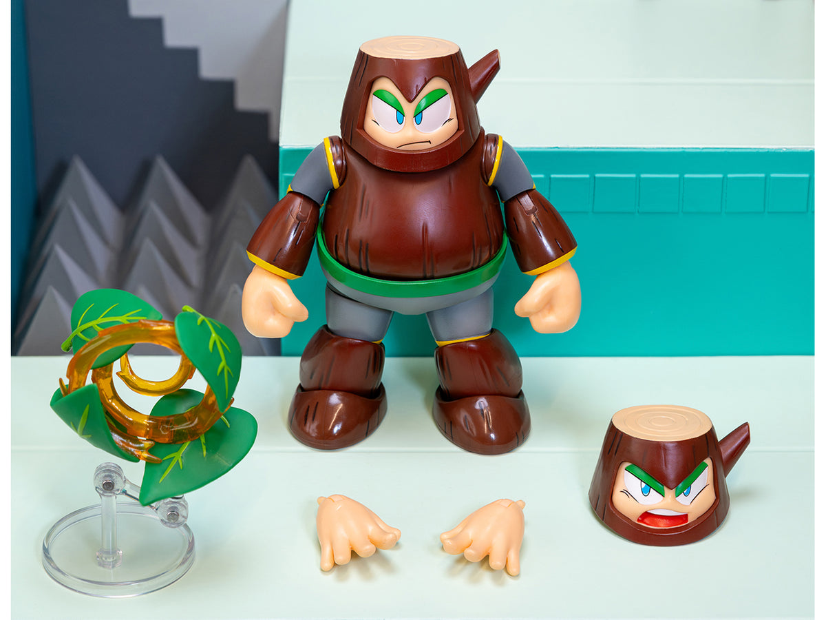 Wood Man 5" Moveable Figure (Deluxe Version) with Accessories and Alternate Head and Hands "Mega Man" (1987) Video Game Model