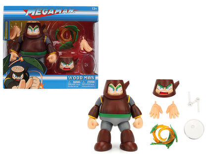 Wood Man 5" Moveable Figure (Deluxe Version) with Accessories and Alternate Head and Hands "Mega Man" (1987) Video Game Model