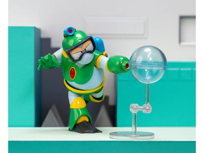 Bubble Man 5" Moveable Figure (Deluxe Version) with Accessories and Alternate Head and Hands "Mega Man" (1987) Video Game Model