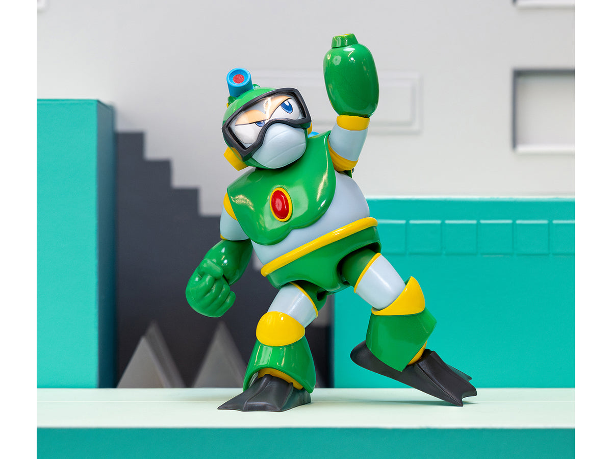 Bubble Man 5" Moveable Figure (Deluxe Version) with Accessories and Alternate Head and Hands "Mega Man" (1987) Video Game Model