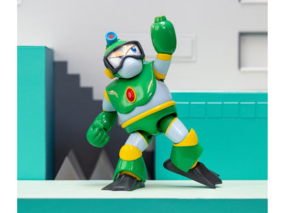 Bubble Man 5" Moveable Figure (Deluxe Version) with Accessories and Alternate Head and Hands "Mega Man" (1987) Video Game Model