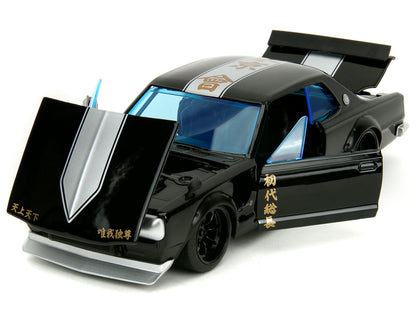 1971 Nissan Skyline GT-R RHD (Right Hand Drive) Black with Silver Stripe and Mikey Diecast Figure "Tokyo Revengers" (2021) TV Series "Anime Hollywood Rides" Series 1/24 Diecast Model Car
