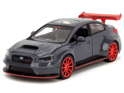 2016 Subaru WRX STI Widebody Dark Blue and Yuji Itadori Diecast Figure "Jujutsu Kaisen" (2020–2023) TV Series "Anime Hollywood Rides" Series 1/24 Diecast Model Car