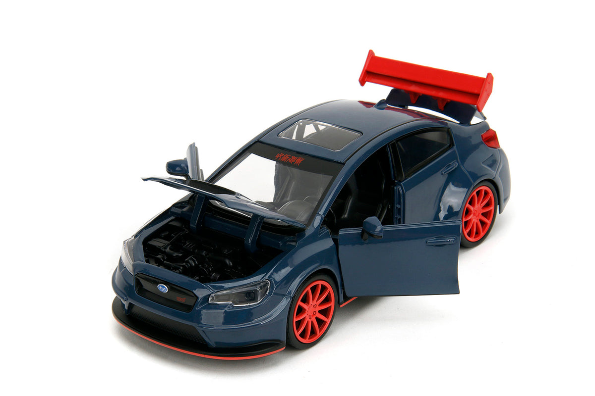 2016 Subaru WRX STI Widebody Dark Blue and Yuji Itadori Diecast Figure "Jujutsu Kaisen" (2020–2023) TV Series "Anime Hollywood Rides" Series 1/24 Diecast Model Car