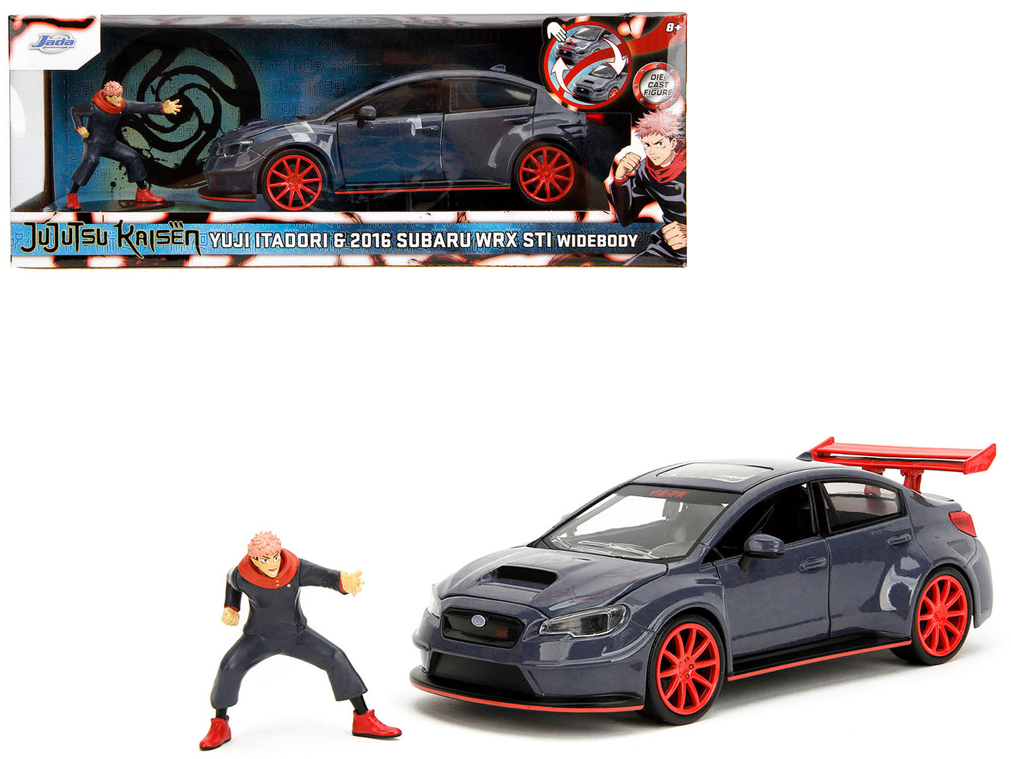 2016 Subaru WRX STI Widebody Dark Blue and Yuji Itadori Diecast Figure "Jujutsu Kaisen" (2020–2023) TV Series "Anime Hollywood Rides" Series 1/24 Diecast Model Car