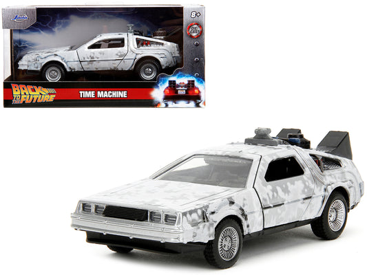 DMC DeLorean Time Machine Brushed Metal (Frost Version) "Back to the Future" (1985) Movie "Hollywood Rides" Series 1/32 Diecast Model Car