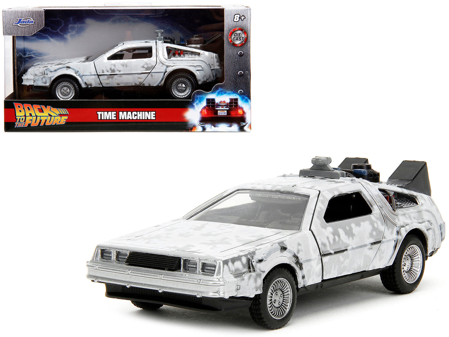 DMC DeLorean Time Machine Brushed Metal (Frost Version) "Back to the Future" (1985) Movie "Hollywood Rides" Series 1/32 Diecast Model Car